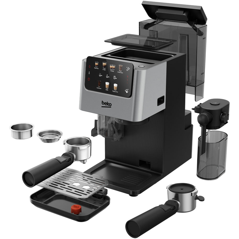 Beko CED7524X Espresso Machine with Integrated Grinder and Milk Cup Silver