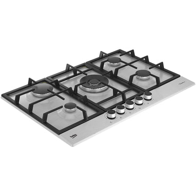 Beko HIAW75225SXE 75cm Gas Hob with Front Knob Controls Stainless Steel