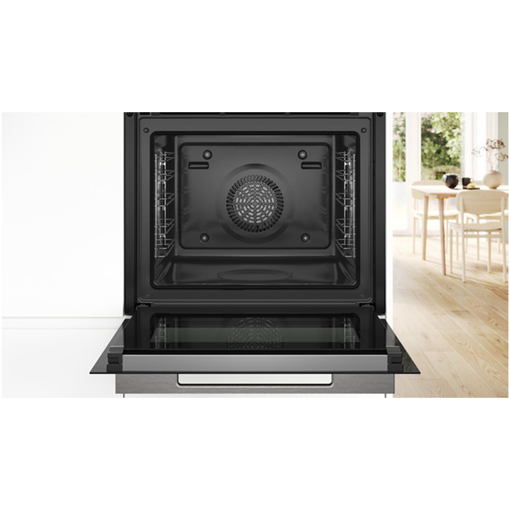 Bosch HBG7764B1B 60cm Series 8 Pyrolytic Electric Built in Single Oven with Air Fry Funtion in Black