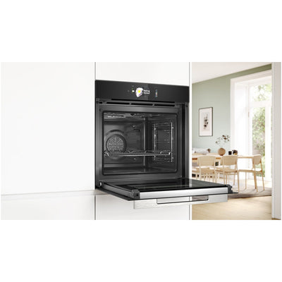 Bosch HBG7784B1 60cm Series 8 Pyrolytic Electric Built in Single Oven With Air Fry Function In Black