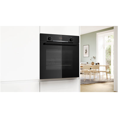 Bosch HQA534BB3B 60cm Series 4 Electric Built in Single Oven with Added Steam Function in Black