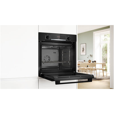 Bosch HQA534BB3B 60cm Series 4 Electric Built in Single Oven with Added Steam Function in Black