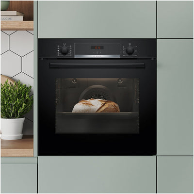 Bosch HQA534BB3B 60cm Series 4 Electric Built in Single Oven with Added Steam Function in Black