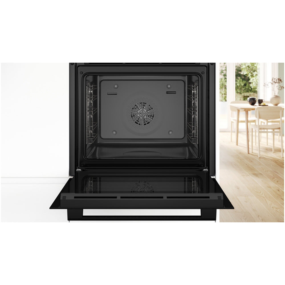 Bosch HQA534BB3B 60cm Series 4 Electric Built in Single Oven with Added Steam Function in Black