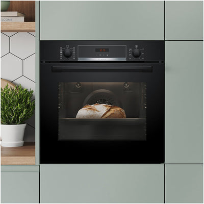 Bosch HQA574BB3B Series 4 71L Built-In Electric Single Pyrolytic Oven Black - A+ Rated