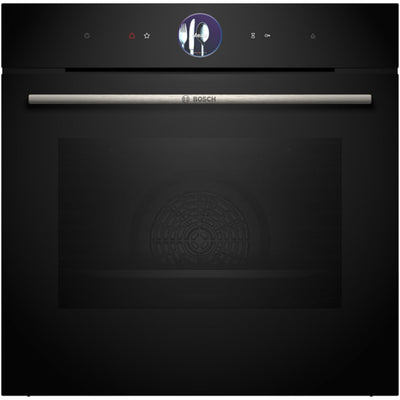 Bosch HSG7364B1B 60 cm Series 8 Hydrolytic Electric Single Oven With Steam and Air Fry Function in Black