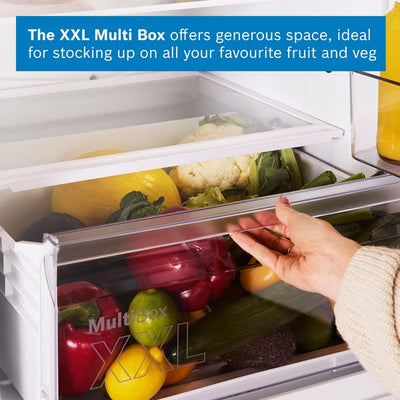 Bosch Series 2 KIV87NSE0G Low Frost Built In Fridge Freezer With Sliding Hinge White