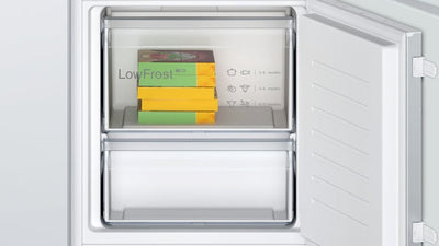 Bosch Series 2 KIV87NSE0G Low Frost Built In Fridge Freezer With Sliding Hinge White