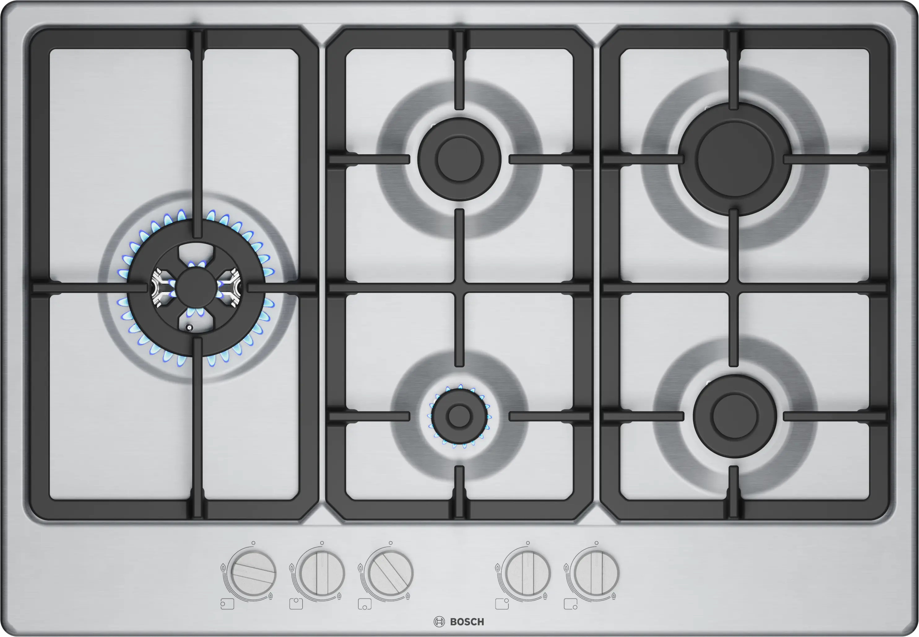 Bosch Series 4 PGM7B5K90 75cm Gas Hob Stainless Steel