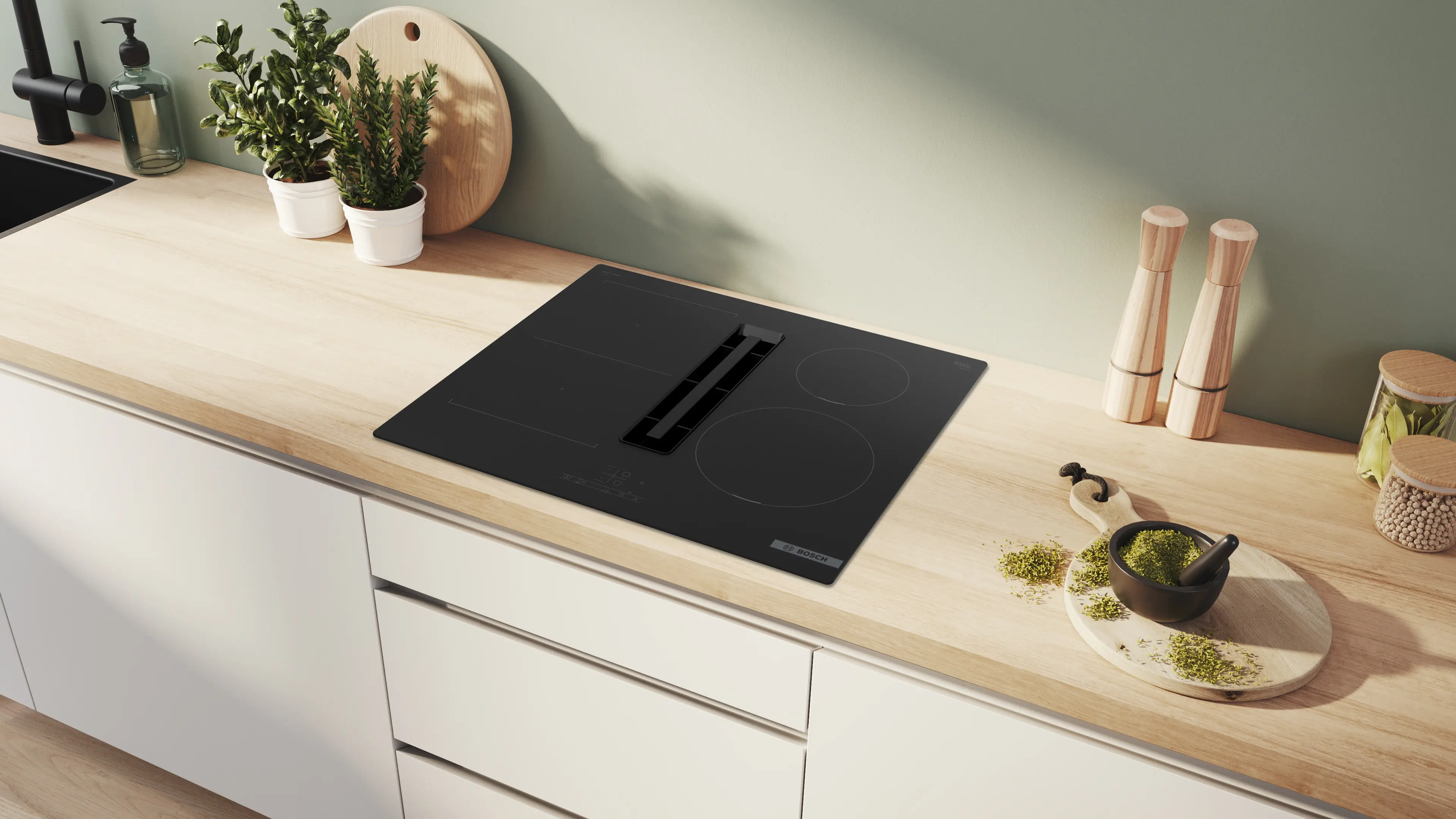 Bosch Series 4 PVS611B16E 60cm Induction Hob With Integrated Ventilation System
