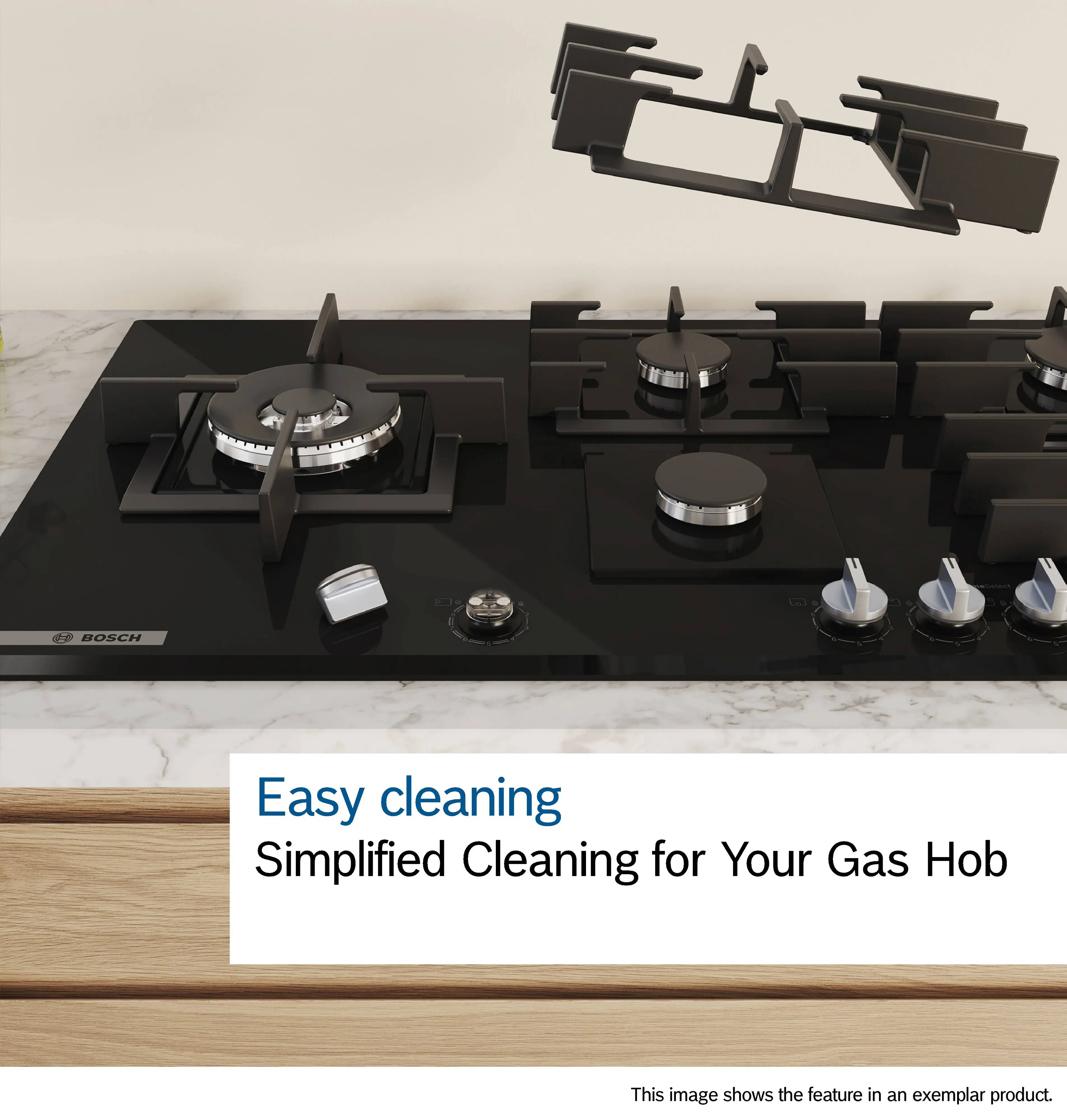 Bosch Series 6 PCR9A5I90 90cm Gas Hob Stainless Steel