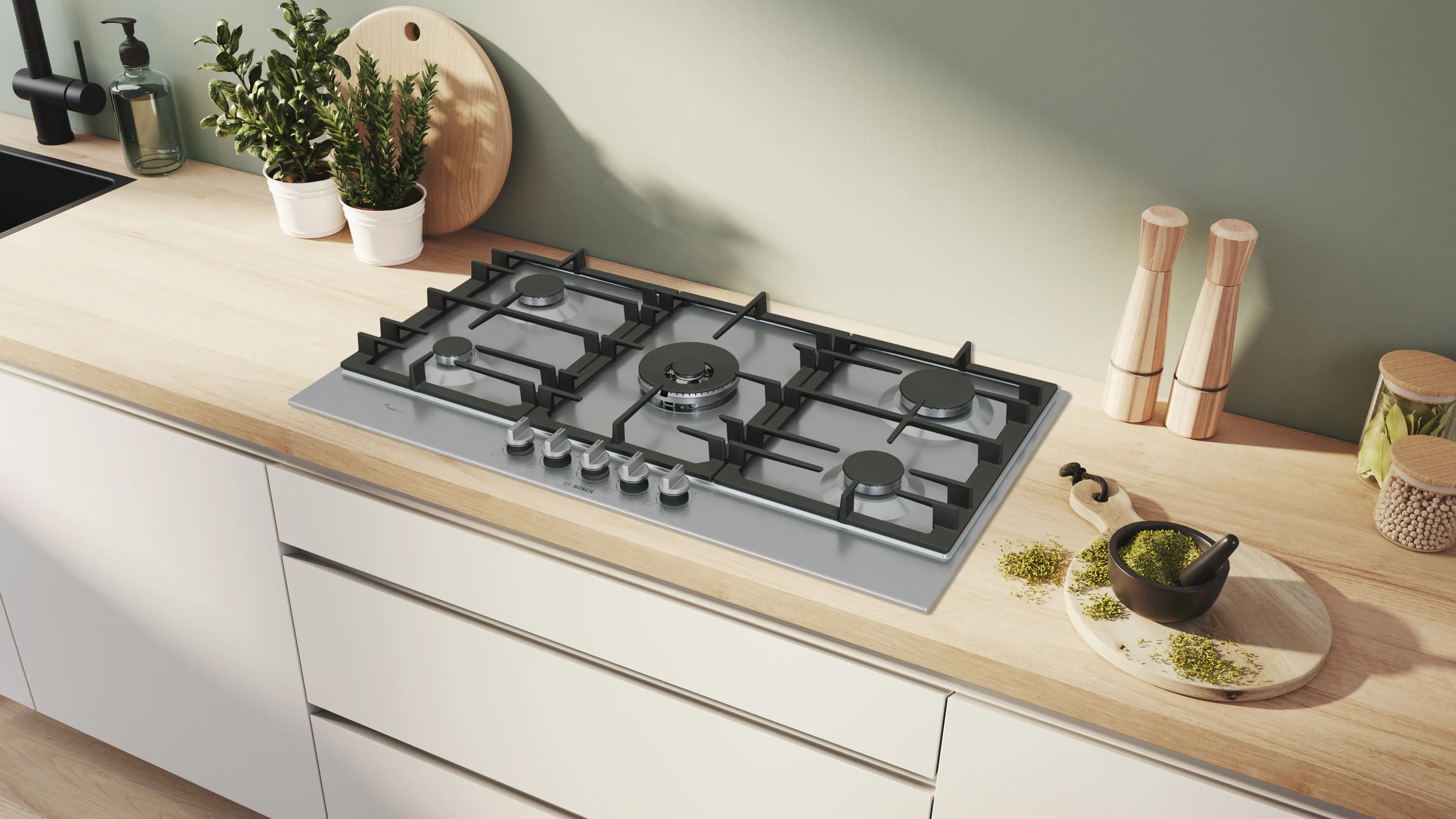 Bosch Series 6 PCR9A5I90 90cm Gas Hob Stainless Steel