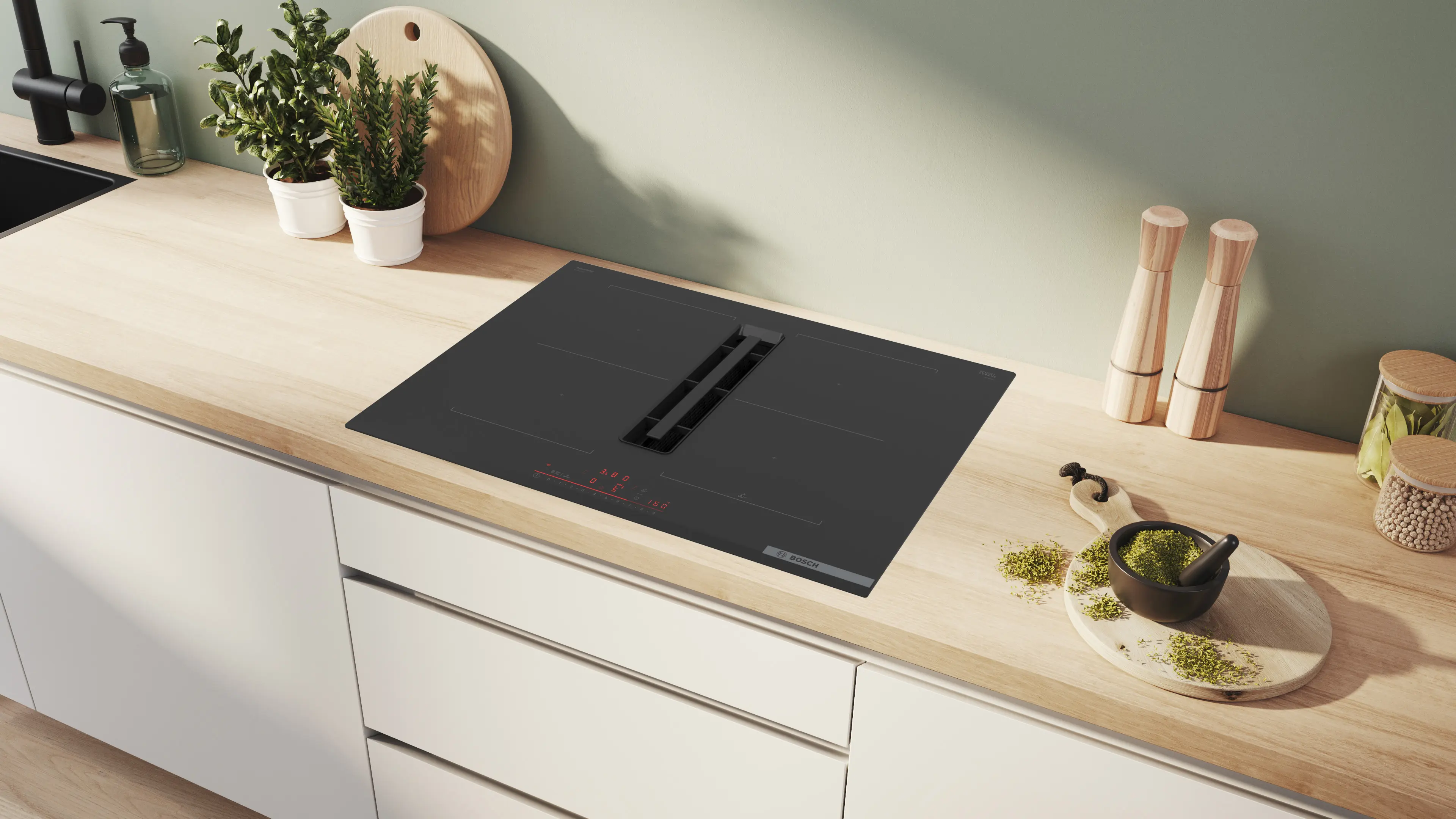 Bosch Series 6 PVQ731H26E 70cm Induction Hob With Integrated Ventilation System