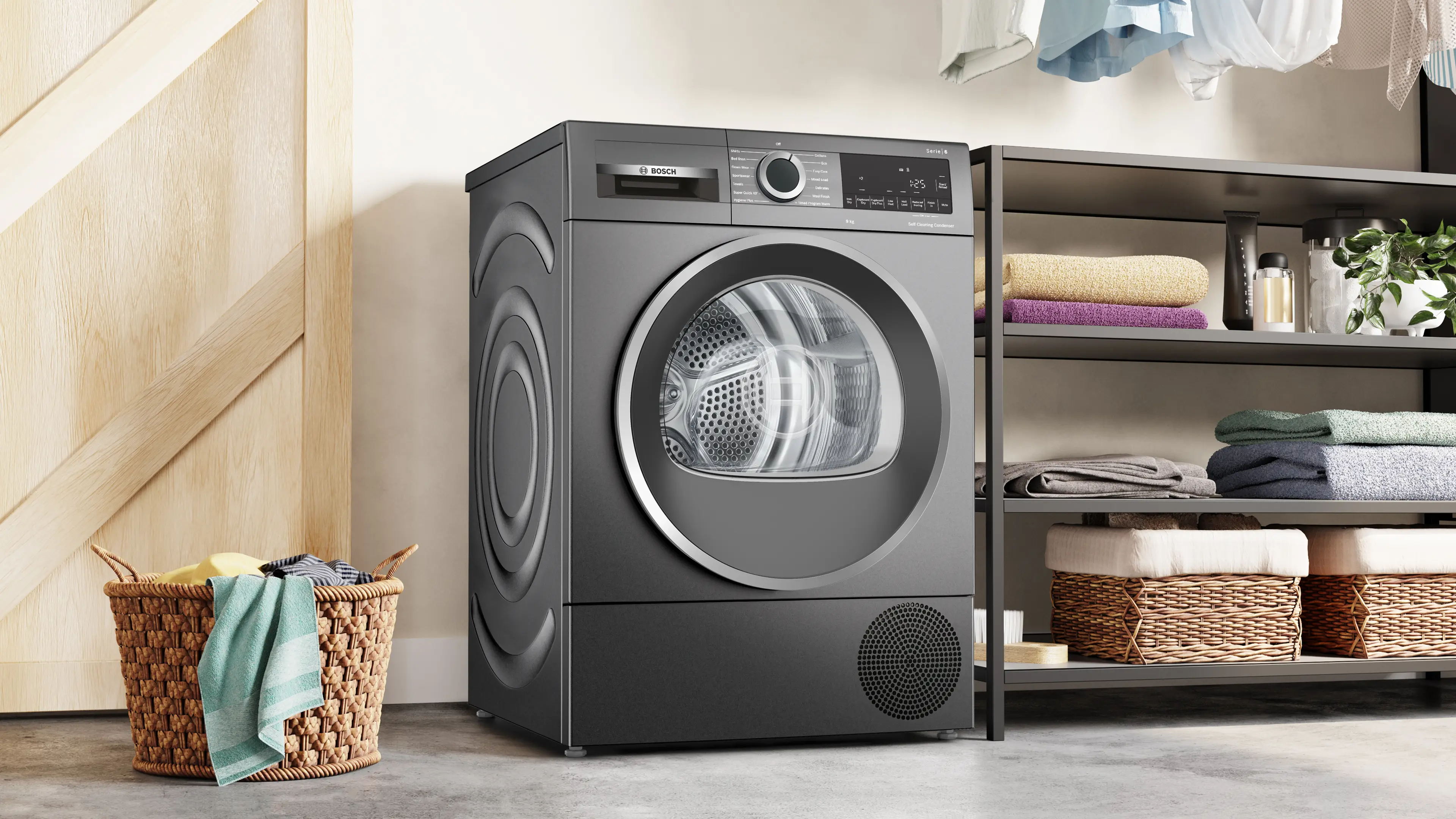 Bosch Series 6 WQG245R2GB 9kg Freestanding Heat Pump Tumble Dryer Grey