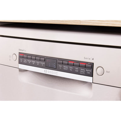 Bosch SMS4EMI06G Series 4 Wifi Connected Freestanding Full Size Dishwasher - Silver Inox with 14 Place Settings