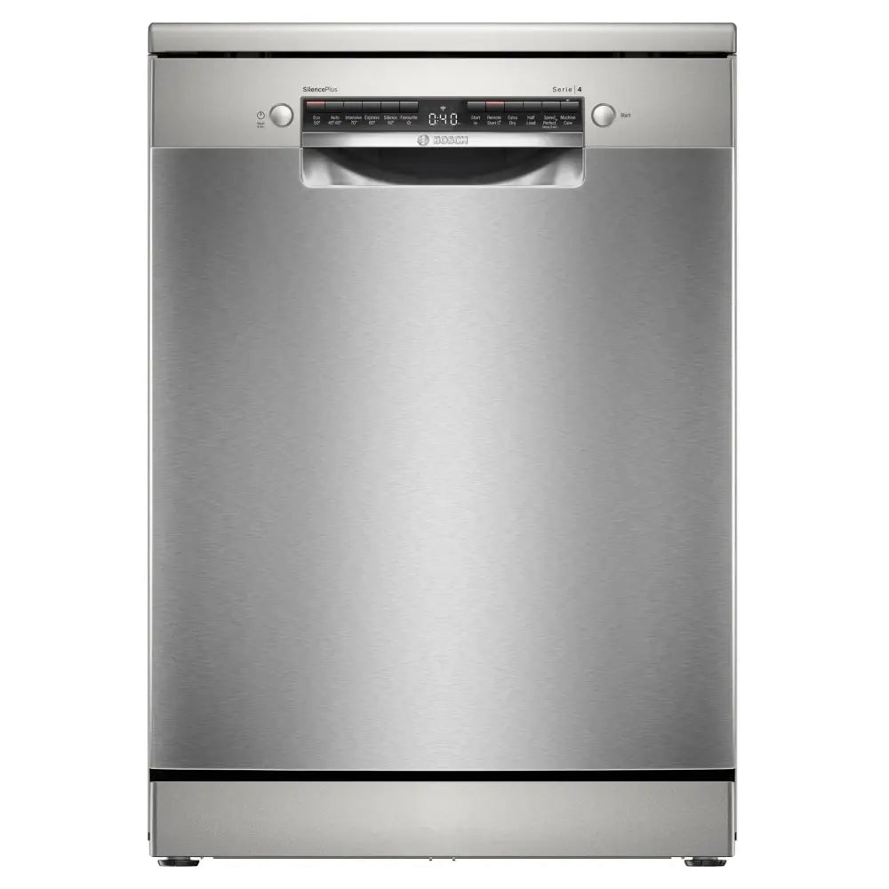 Bosch SMS4EMI06G Series 4 Wifi Connected Freestanding Full Size Dishwasher - Silver Inox with 14 Place Settings