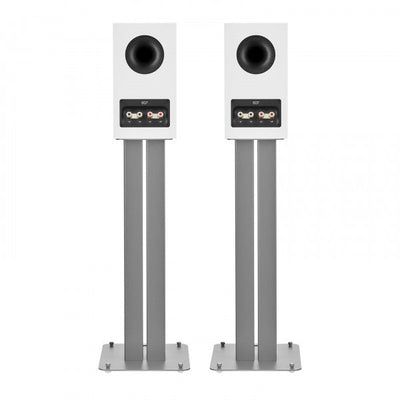 Bowers & Wilkins 607 S3 Bookshelf Speakers White with FS-600 S3 Silver Stands