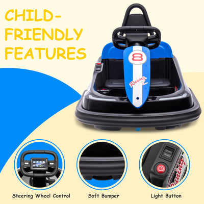 Garvee Ride - B Series: 6V Electric Ride-On with 360° Spin, 2 Speeds, Lights, Music, Horn, PP+Metal, Safety Belts, Anti-Collision Strip, Black for Kids 3-6