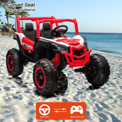 Garvee 24V Ride On Truck 2 Seater Remote Control 4-Wheeler Suspension 3 Speeds LED Lights Durable Plastic Outdoor Fun