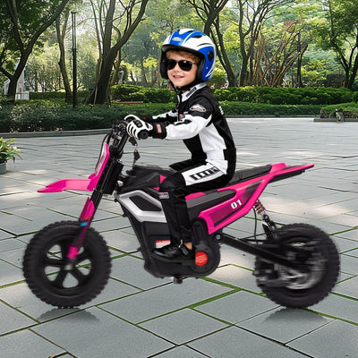 Garvee 24V Electric Kids Dirt Bike 350W Motor Rear Suspension Leather Seat Bluetooth Music Black Blue Green Red Rose Ages 10+ Outdoor Fun