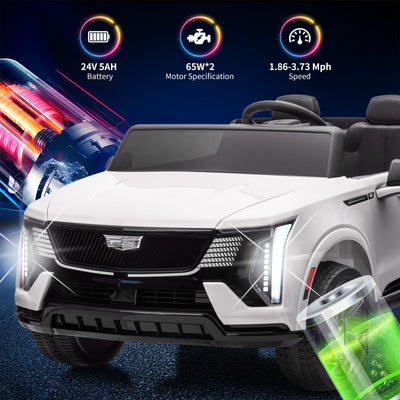 Garvee 24V 2-Seater Kids Ride On Car Licensed Cadillac Electric Toy with 2.4G Remote, Spring Suspension, Music, LED Lights, Battery Powered for Toddlers Outdoor Fun