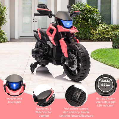 Garvee 6V Kids Electric Motorcycle with Training Wheels, Adjustable Speed 2-5 MPH, Durable Battery-Powered Ride-On Bike, Headlight & Music, Safe for Toddlers Outdoor Play