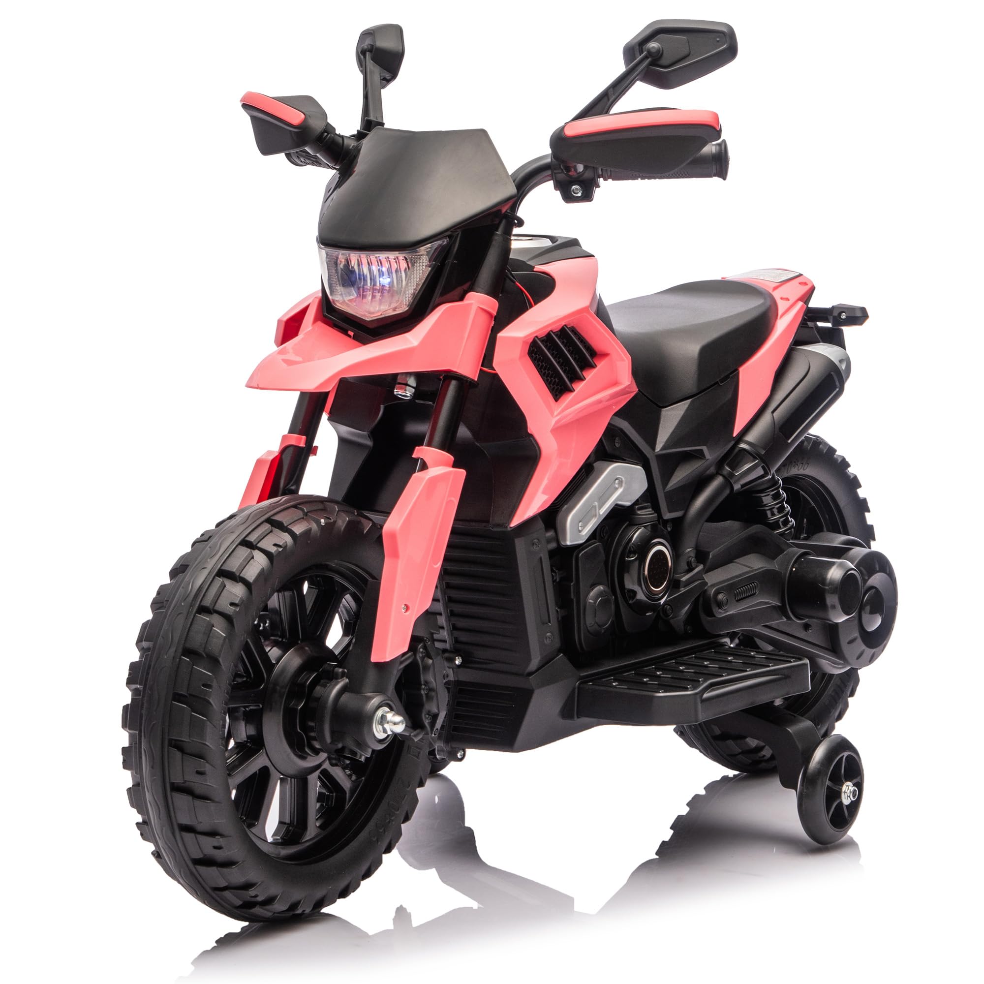 Garvee 6V Kids Electric Motorcycle with Training Wheels, Adjustable Speed 2-5 MPH, Durable Battery-Powered Ride-On Bike, Headlight & Music, Safe for Toddlers Outdoor Play
