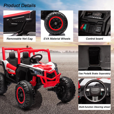 Garvee 24V Ride On Truck 2 Seater Remote Control 4-Wheeler Suspension 3 Speeds LED Lights Durable Plastic Outdoor Fun