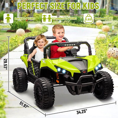 Garvee 24V Ride On Car Electric Off-Road UTV Truck with Remote Control, Lockable Doors, Safety Belt, PP+Metal, LED Lights, Music Player, Blue, Kids Outdoor Fun - Blue