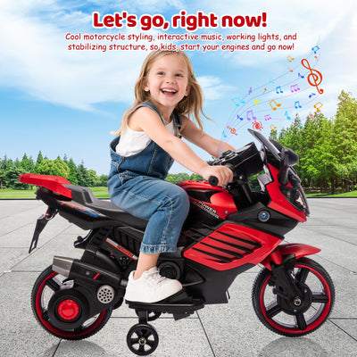 Garvee 6V Kids Electric Motorcycle Toy with Training Wheels, Headlight & Music, Durable EVA Tires, Battery Powered, for Toddlers Ages 3-6, Outdoor Play