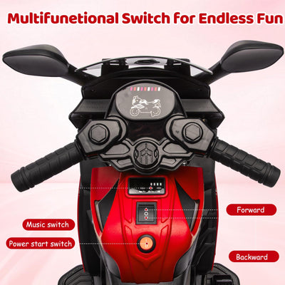 Garvee 6V Kids Electric Motorcycle Toy with Training Wheels, Headlight & Music, Durable EVA Tires, Battery Powered, for Toddlers Ages 3-6, Outdoor Play