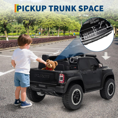 Garvee 12V Kids Ride On Police Car RAM Truck with Remote Control, 3 Speeds, Spring Suspension, LED Lights, Safety Lock, Pickup Truck for Toddlers