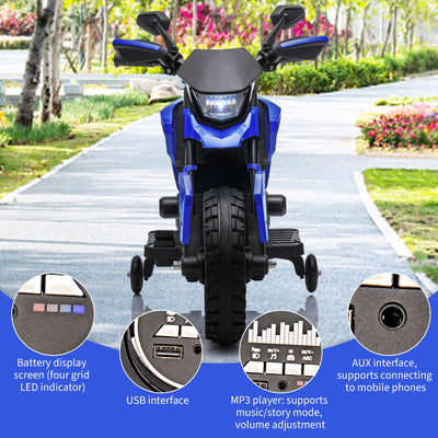 Garvee 6V Kids Electric Motorcycle with Training Wheels, Adjustable Speed 2-5 MPH, Durable Battery-Powered Ride-On Bike, Headlight & Music, Safe for Toddlers Outdoor Play