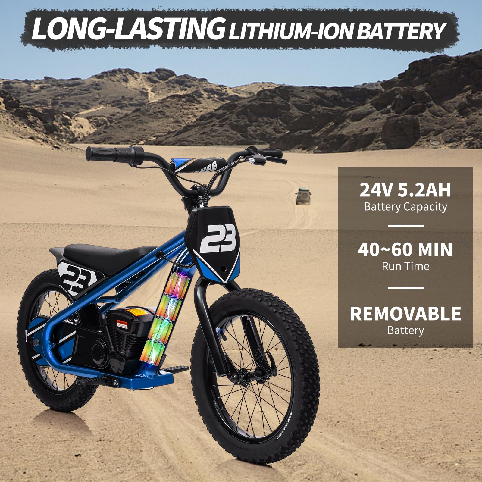 Garvee Ride - G Series: 250W Motor 3-Speed Aluminum Frame 16" Off-Road Tires Detachable Battery Outdoor Adventure