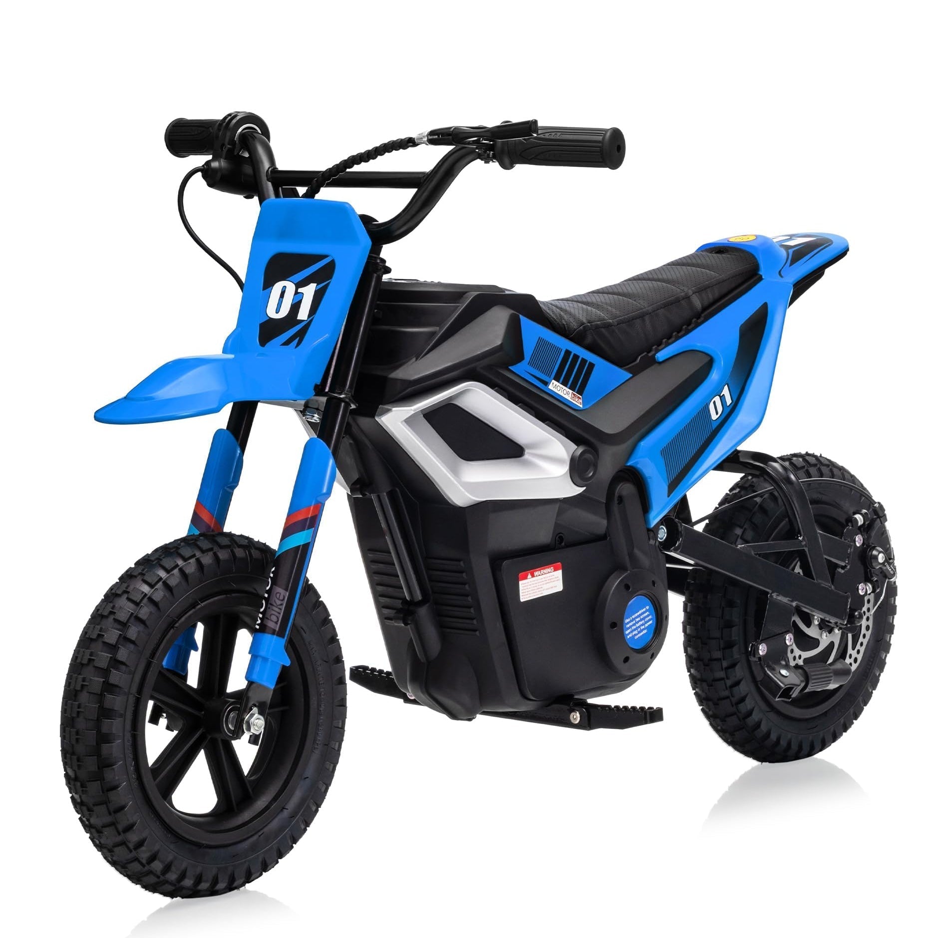 Garvee 24V Electric Dirt Bike for Kids 350W Motor, Rear Suspension, Leather Seat, Bluetooth Music, 12" Tires, Ages 10+, Outdoor Riding