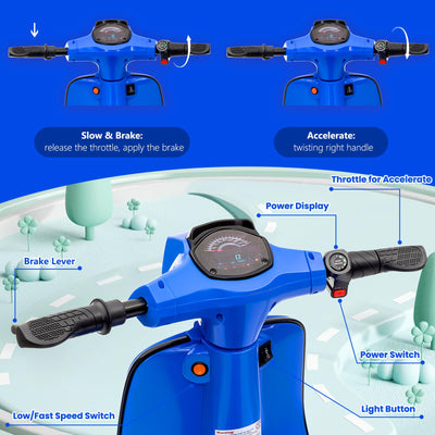 Garvee Ride - G Series: 24V 350W 14MPH Speed Rear Brake Twist Grip Throttle LED Light Blue Durable Pneumatic Tires Outdoor Riding