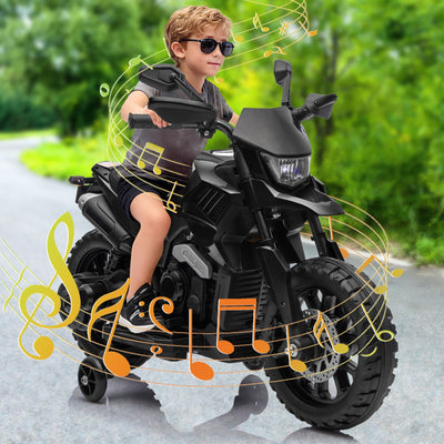Garvee 6V Kids Electric Motorcycle with Training Wheels, Adjustable Speed 2-5 MPH, Durable Battery-Powered Ride-On Bike, Headlight & Music, Safe for Toddlers Outdoor Play