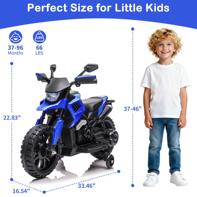 Garvee 6V Kids Electric Motorcycle with Training Wheels, Adjustable Speed 2-5 MPH, Durable Battery-Powered Ride-On Bike, Headlight & Music, Safe for Toddlers Outdoor Play