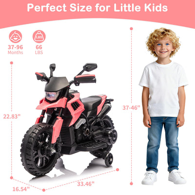 Garvee 6V Kids Electric Motorcycle with Training Wheels, Adjustable Speed 2-5 MPH, Durable Battery-Powered Ride-On Bike, Headlight & Music, Safe for Toddlers Outdoor Play