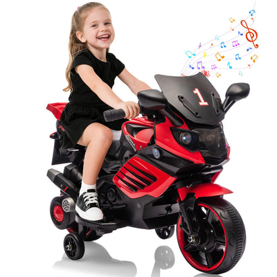 Garvee 6V Kids Electric Motorcycle Toy with Training Wheels, Headlight & Music, Durable EVA Tires, Battery Powered, for Toddlers Ages 3-6, Outdoor Play