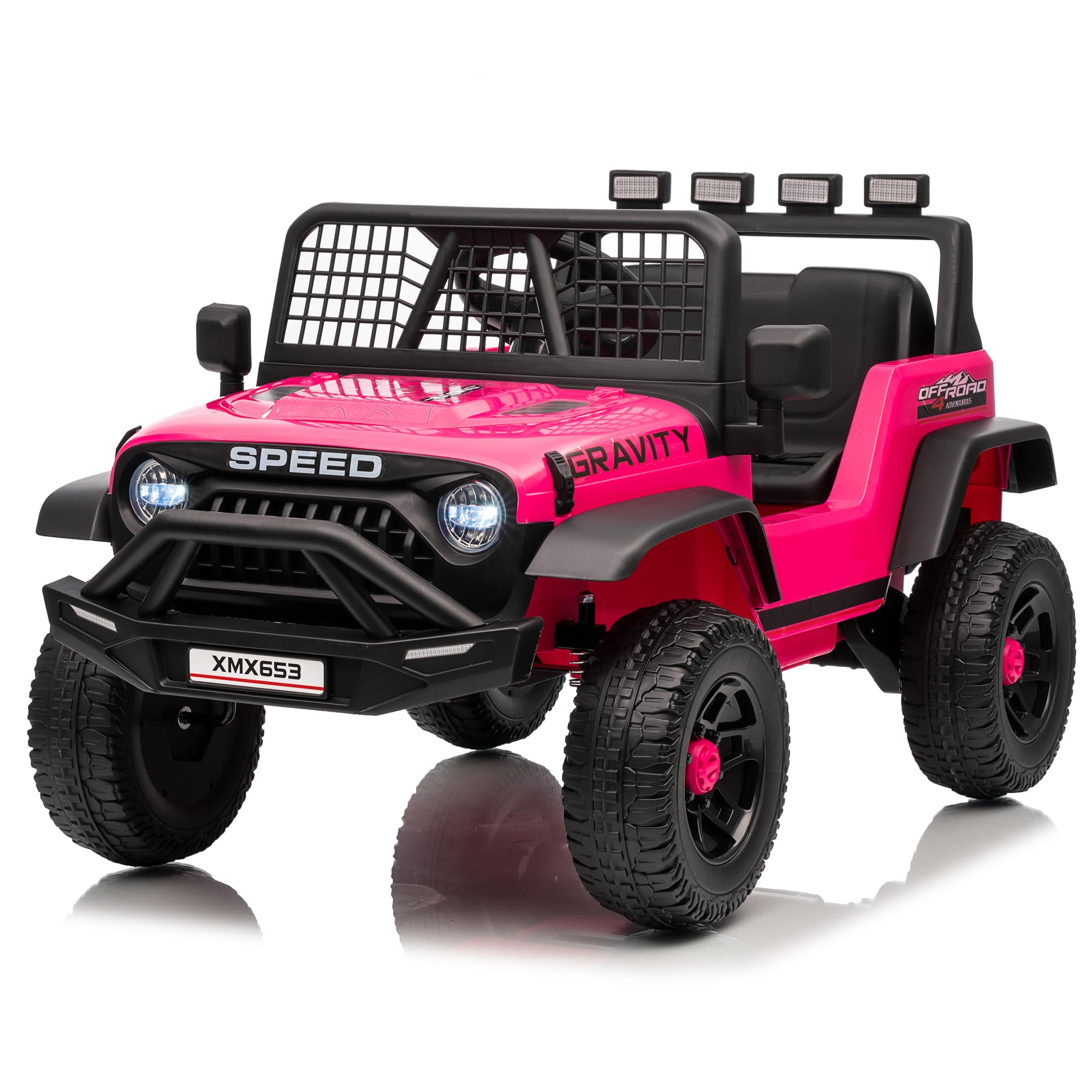 Garvee 12V Kids Electric Ride On Car with Remote Control, Bluetooth Music Player, LED Lights, EVA Material, Dual Drive, Safety Features, Outdoor Play