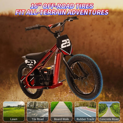 Garvee Ride - G Series: 250W Motor 3-Speed 24V Detachable Battery Aluminum Frame 16IN Off-Road Tires Ages 6-12 Outdoor Riding