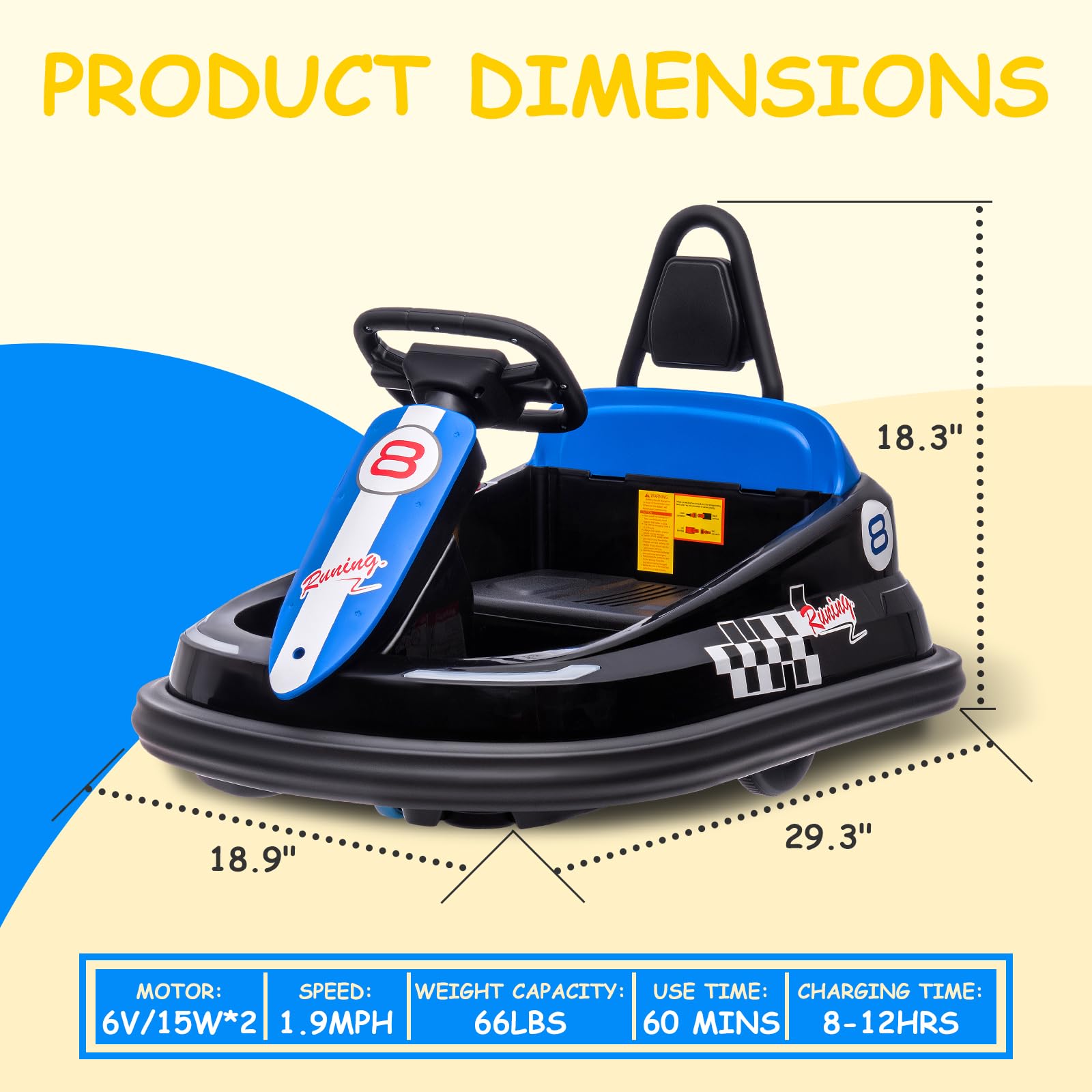 Garvee Ride - B Series: 6V Electric Ride-On with 360° Spin, 2 Speeds, Lights, Music, Horn, PP+Metal, Safety Belts, Anti-Collision Strip, Black for Kids 3-6
