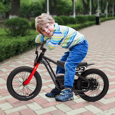 Garvee Ride - G Series: 360W Motor 16IN Tires Adjustable Speeds Detachable Battery Aluminum Frame Safety Brakes Black for Outdoor Trails