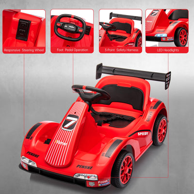 Garvee Kids Electric Go Kart 6V Ride On Car with Parent Remote Control, LED Dashboard, Drift Function, Reinforced Steel Frame, Safety Belt, Music Player, for Toddlers Outdoor Play