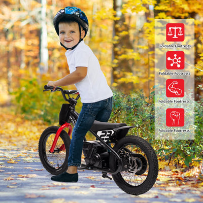 Garvee Ride - G Series: 360W Motor 16IN Tires Adjustable Speeds Detachable Battery Aluminum Frame Safety Brakes Black for Outdoor Trails
