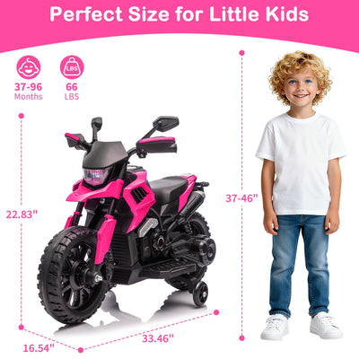 Garvee 6V Kids Electric Motorcycle with Training Wheels, Adjustable Speed 2-5 MPH, Durable Battery-Powered Ride-On Bike, Headlight & Music, Safe for Toddlers Outdoor Play