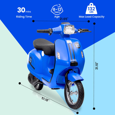 Garvee Ride - G Series: 24V 350W 14MPH Speed Rear Brake Twist Grip Throttle LED Light Blue Durable Pneumatic Tires Outdoor Riding