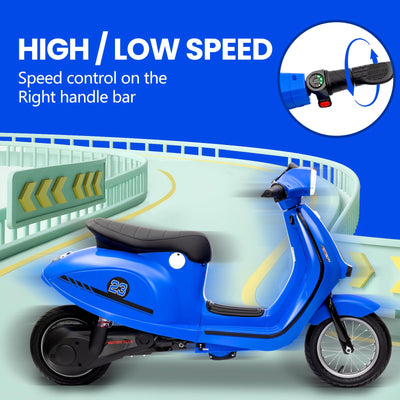 Garvee Ride - G Series: 24V 350W 14MPH Speed Rear Brake Twist Grip Throttle LED Light Blue Durable Pneumatic Tires Outdoor Riding
