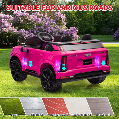 Garvee 24V Kids Ride On Car Licensed Cadillac 2-Seater Electric Truck with Remote Control, Spring Suspension, LED Lights, Music - Battery Powered, Pink, for Toddlers